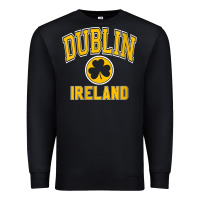Black womens dublin ireland varsity style shamrock green with amber print v Premium Sweatshirt - linhVisuals