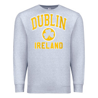 Heather Grey womens dublin ireland varsity style shamrock green with amber print v Premium Sweatshirt - linhVisuals