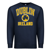 Navy womens dublin ireland varsity style shamrock green with amber print v Premium Sweatshirt - linhVisuals