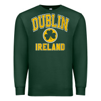 Sports Green womens dublin ireland varsity style shamrock green with amber print v Premium Sweatshirt - linhVisuals