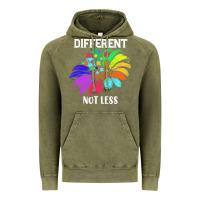 Vintage Olive Different Not Less Daisy Autism Puzzle Vintage Hoodie - CowhideDigitalArt