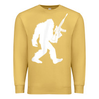 Antique Gold bigfoot with rifle sasquatch 2nd amendment gun t shirt Premium Sweatshirt - linhVisuals