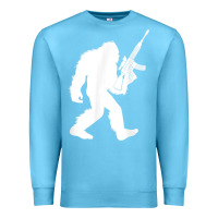 Ocean Blue bigfoot with rifle sasquatch 2nd amendment gun t shirt Premium Sweatshirt - linhVisuals