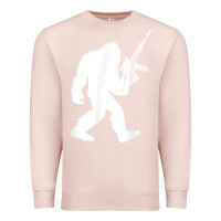 Pale Pink bigfoot with rifle sasquatch 2nd amendment gun t shirt Premium Sweatshirt - linhVisuals