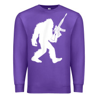 Purple bigfoot with rifle sasquatch 2nd amendment gun t shirt Premium Sweatshirt - linhVisuals