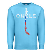 Ocean Blue chilean map and flag   distressed chile souvenir t shirt Premium Sweatshirt - linhVisuals