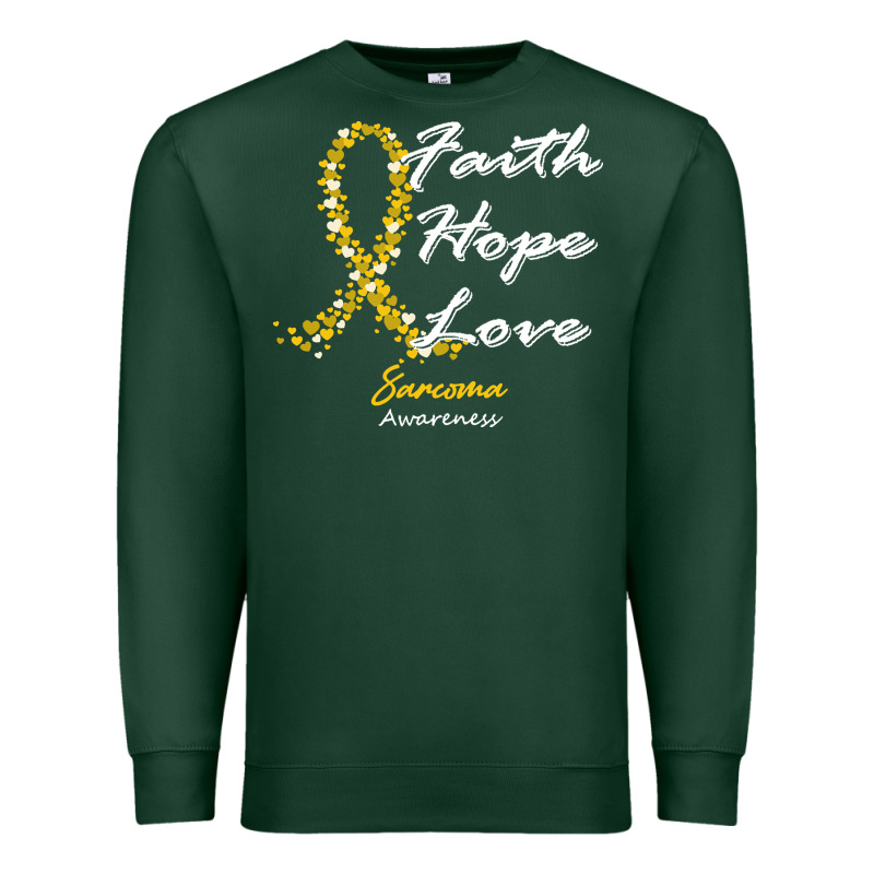 Sarcoma Awareness T  Shirt Sarcoma Awareness Faith Hope Love   In This Premium Sweatshirt by linhVisuals | Teevron