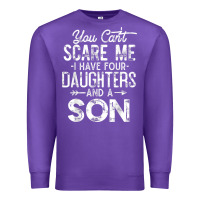 Purple you can't scare me i have four daughters and a son funny dad t shirt Premium Sweatshirt - linhVisuals