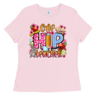 Bubblegum Pink Easter Day One hip Teacher Ladies Tee - OliviaCreatesArt