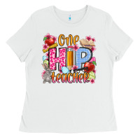 White Easter Day One hip Teacher Ladies Tee - OliviaCreatesArt