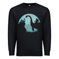 Black bigfoot riding loch ness monster sasquatch ufo abduction pullover hood Premium Sweatshirt - linhVisuals