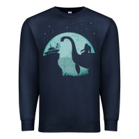 Navy bigfoot riding loch ness monster sasquatch ufo abduction pullover hood Premium Sweatshirt - linhVisuals