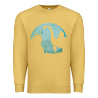 Antique Gold bigfoot riding loch ness monster sasquatch ufo abduction pullover hood Premium Sweatshirt - linhVisuals
