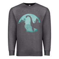Charcoal Heather bigfoot riding loch ness monster sasquatch ufo abduction pullover hood Premium Sweatshirt - linhVisuals