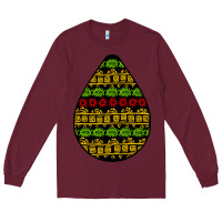 Burgundy african masks teardrop Long Sleeve Tee - BundleAndBundleShop