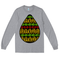 Heather Grey african masks teardrop Long Sleeve Tee - BundleAndBundleShop