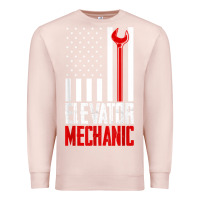 Pale Pink elevator mechanic american flag gift for elevator technician t shirt Premium Sweatshirt - linhVisuals