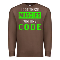 Chestnut funny programmer writing code muscles meme for computer geek Premium Sweatshirt - linhVisuals