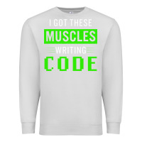 Dove Grey funny programmer writing code muscles meme for computer geek Premium Sweatshirt - linhVisuals