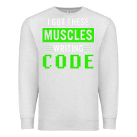 Oatmeal Heather funny programmer writing code muscles meme for computer geek Premium Sweatshirt - linhVisuals
