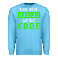Ocean Blue funny programmer writing code muscles meme for computer geek Premium Sweatshirt - linhVisuals