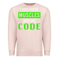 Pale Pink funny programmer writing code muscles meme for computer geek Premium Sweatshirt - linhVisuals