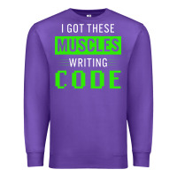 Purple funny programmer writing code muscles meme for computer geek Premium Sweatshirt - linhVisuals