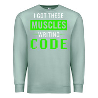 Seafoam funny programmer writing code muscles meme for computer geek Premium Sweatshirt - linhVisuals