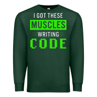 Sports Green funny programmer writing code muscles meme for computer geek Premium Sweatshirt - linhVisuals
