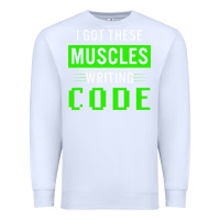 White funny programmer writing code muscles meme for computer geek Premium Sweatshirt - linhVisuals