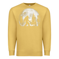 Antique Gold bigfoot in the forest hiding at night full moon trees nature t shirt Premium Sweatshirt - linhVisuals