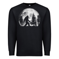 Black bigfoot in the forest hiding at night full moon trees nature t shirt Premium Sweatshirt - linhVisuals