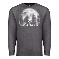 Charcoal Heather bigfoot in the forest hiding at night full moon trees nature t shirt Premium Sweatshirt - linhVisuals