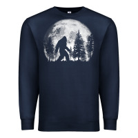 Navy bigfoot in the forest hiding at night full moon trees nature t shirt Premium Sweatshirt - linhVisuals
