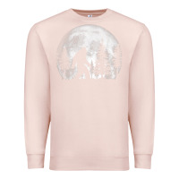 Pale Pink bigfoot in the forest hiding at night full moon trees nature t shirt Premium Sweatshirt - linhVisuals