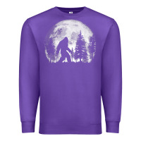 Purple bigfoot in the forest hiding at night full moon trees nature t shirt Premium Sweatshirt - linhVisuals