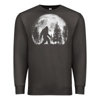 Smoke bigfoot in the forest hiding at night full moon trees nature t shirt Premium Sweatshirt - linhVisuals