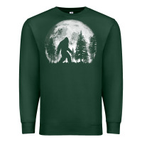 Sports Green bigfoot in the forest hiding at night full moon trees nature t shirt Premium Sweatshirt - linhVisuals