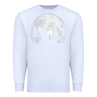 White bigfoot in the forest hiding at night full moon trees nature t shirt Premium Sweatshirt - linhVisuals
