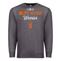 Charcoal Heather multiple sclerosis warrior autoimmune disease orange ribbon Premium Sweatshirt - linhVisuals