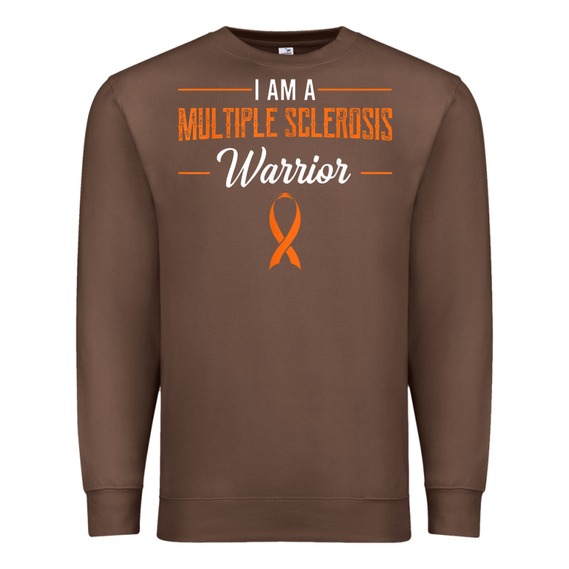 Multiple Sclerosis Warrior Autoimmune Disease Orange Ribbon Premium Sweatshirt by linhVisuals | Teevron