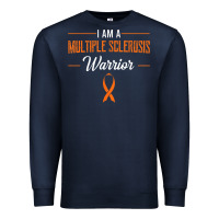 Navy multiple sclerosis warrior autoimmune disease orange ribbon Premium Sweatshirt - linhVisuals