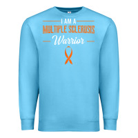 Ocean Blue multiple sclerosis warrior autoimmune disease orange ribbon Premium Sweatshirt - linhVisuals