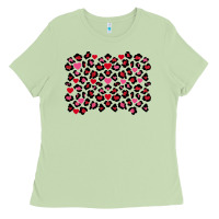 Matcha Valentine's Day leopard and heart background Ladies Tee - FaDigitalArtStudio