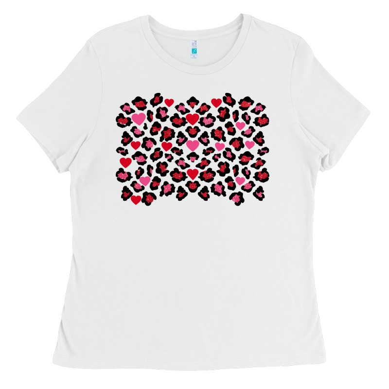 Valentine's Day Leopard And Heart Background Ladies Tee by FaDigitalArtStudio | Teevron