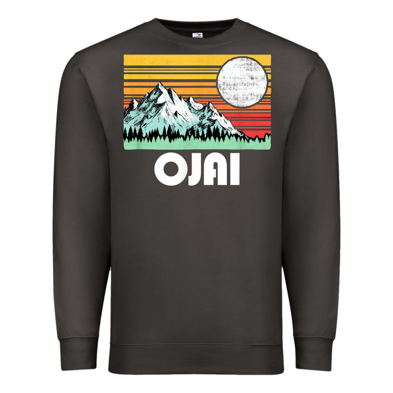 Ojai California Mountains & Sun Retro 80s Graphic Premium Sweatshirt by linhVisuals | Teevron