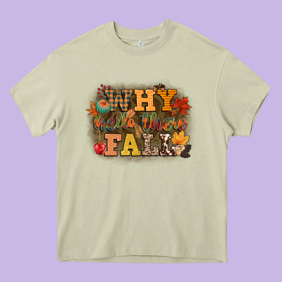 Why Hello There Fall Heavy Core Tee Designed By Cowgirlartshop
