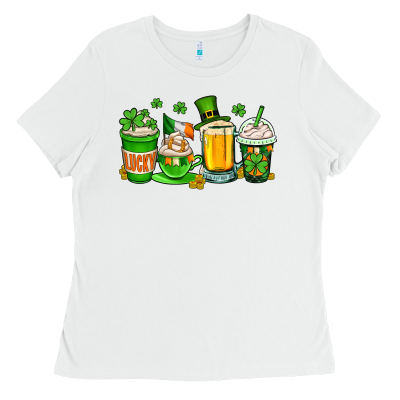 St. Patrick's Day Coffee Cups Ladies Tee by OliviaCreatesArt | Teevron