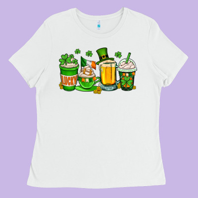 St. Patrick's Day Coffee Cups Ladies Tee Designed By Oliviacreatesart