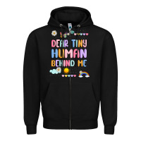Black dear tiny human behind me Zipper Hoodie - JahusDesignShop